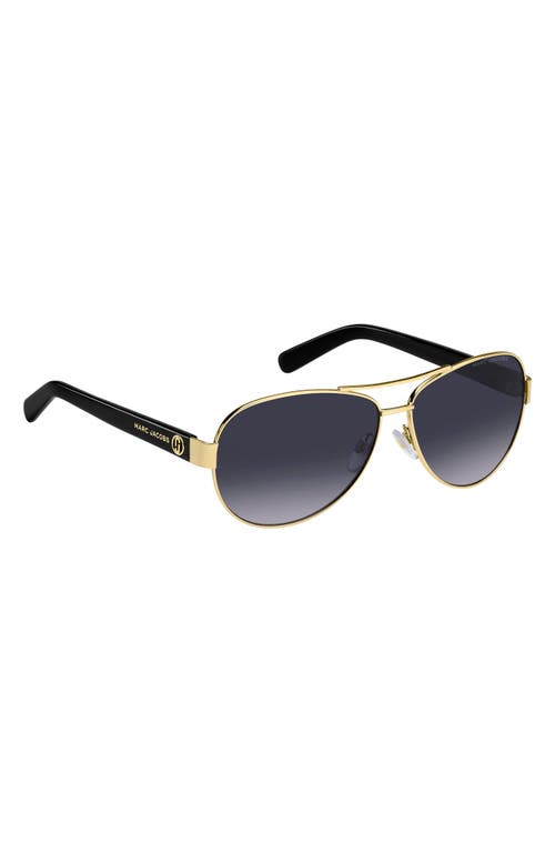 Shop Marc Jacobs 60mm Aviator Sunglasses In Gold Black/grey Shaded