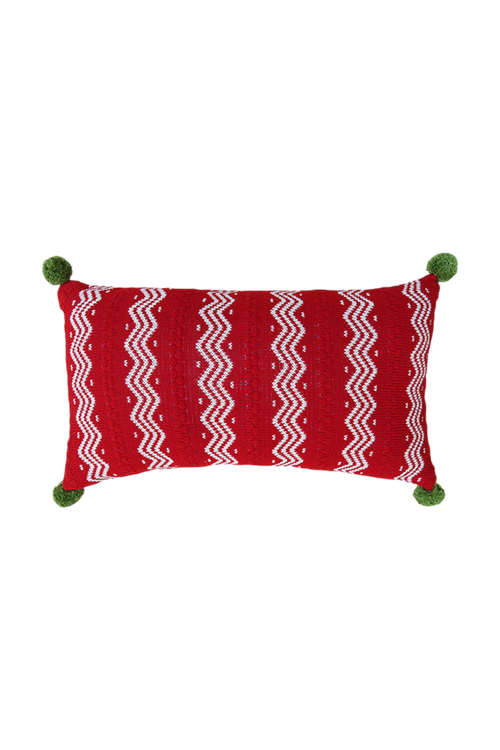 Melange Collection Red Zig-zag Stripe Lumbar Pillow In Red