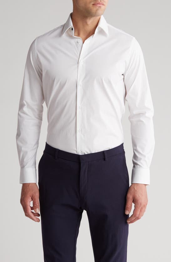 Shop Duchamp Solid Tailored Fit Dress Shirt In White