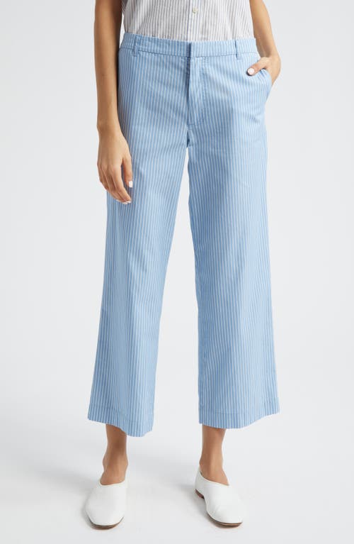 Shop Atm Anthony Thomas Melillo Stripe Cotton Twill Crop Pants In Summer Sky/white