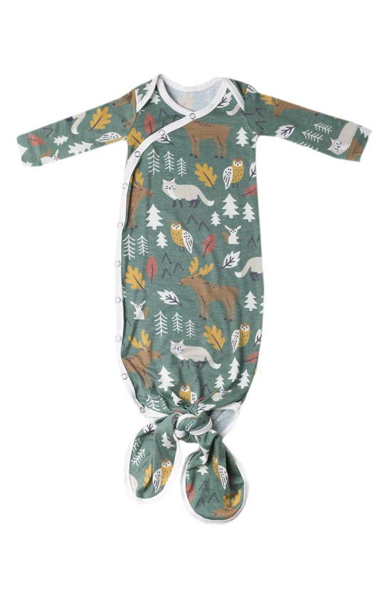 Copper Pearl Newborn Knotted Gown In Green