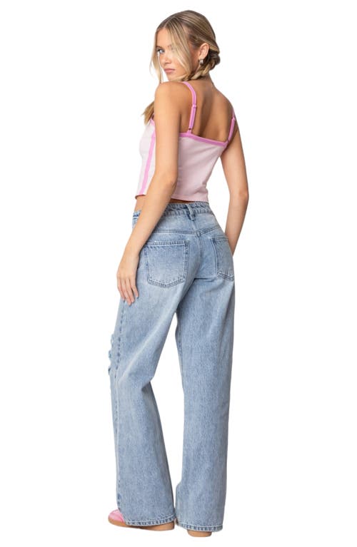 Edikted Francesca Contrast Binding Crop Camisole In Pink