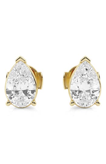 Shop Badgley Mischka Collection Pear Cut Lab Created Diamond Stud Earrings In Yellow