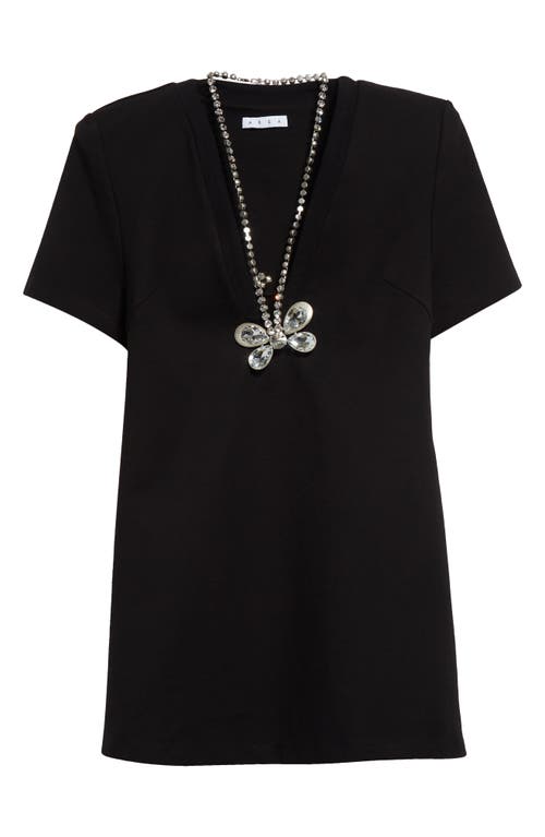 Shop Area Detachable Butterfly Charm Ponte Jersey T-shirt Minidress In Black