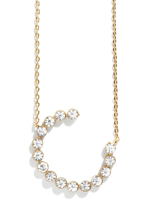 BaubleBar Crystal Initial Pendant Necklace in Gold - C