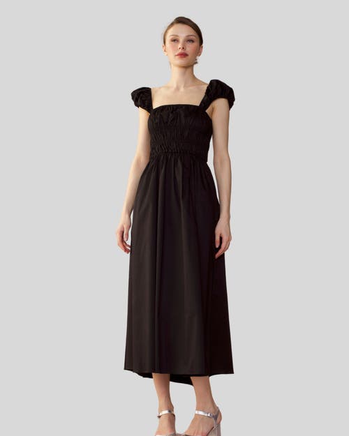 Cynthia Rowley Midi Length Cotton Dress In Black