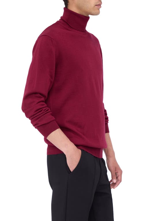 Shop Bugatchi Sawyer Merino Wool Turtleneck Sweater In Burgundy