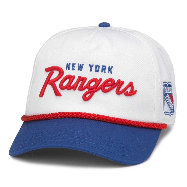 American Needle White/blue New York Rangers Roscoe Washed Twill Adjustable Hat