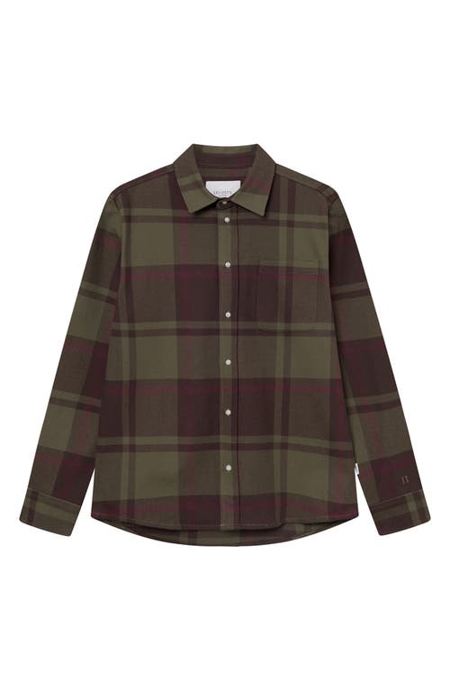 Jeremy Flannel Button-Up Shirt in Coffe Brown/Olive Night