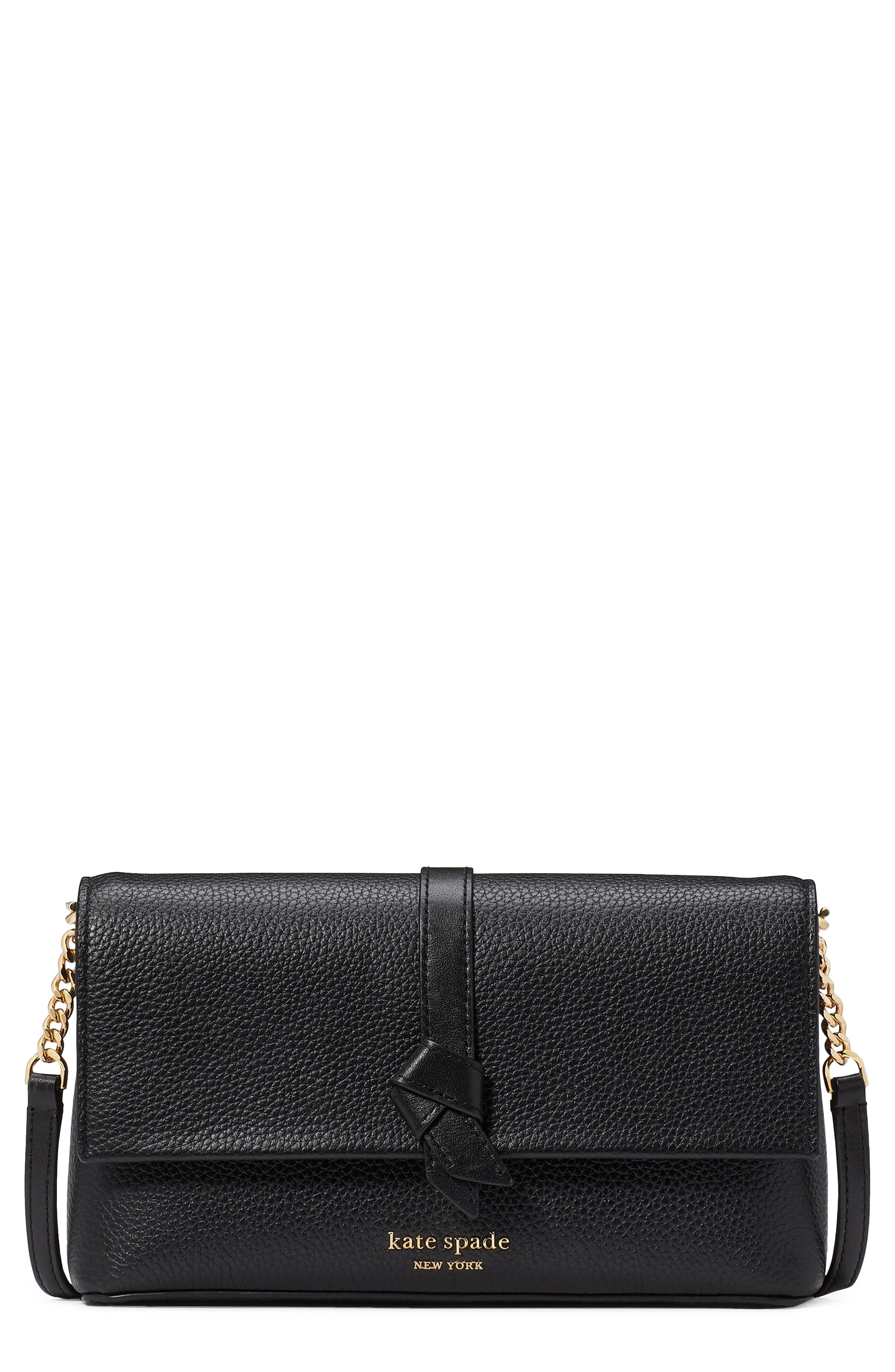 Kate Spade New York knott pebble leather crossbody wallet in Black Cover