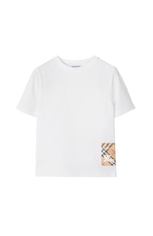 Burberry Check Label Cotton T-shirt In White