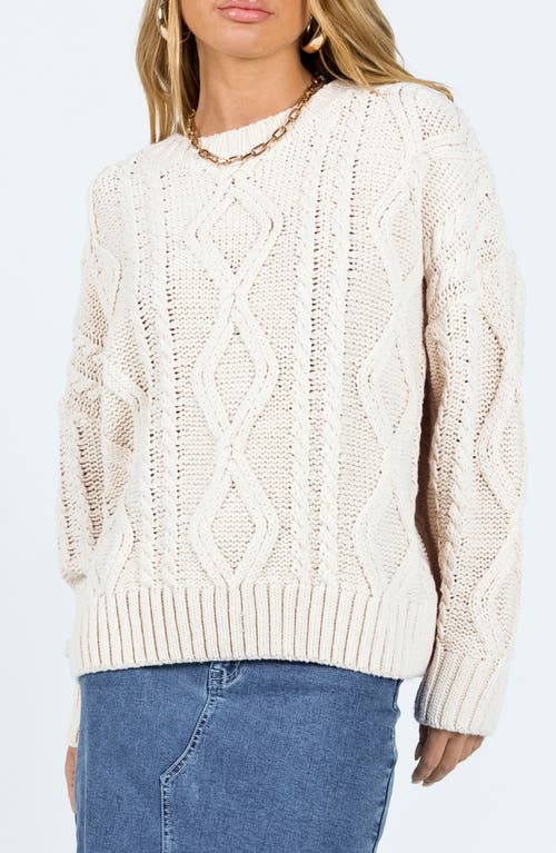 Shop Princess Polly Anaya Oversize Cable Stitch Sweater In Medium Beige