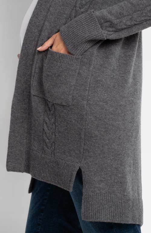 Shop Seraphine Wool Maternity Cardigan In Charcoal Marl