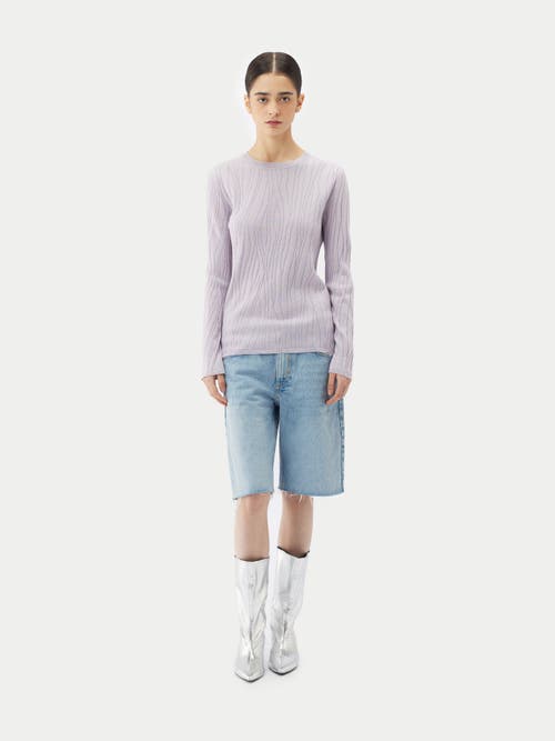 Gobi Mongolian Cashmere Cashmere Silk Sweater With Silver Threading In Orchid Tint