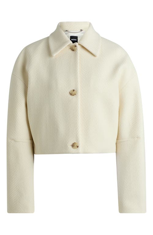 Hugo Boss Boss Joliane Chevron Stripe Wool Blend Jacket In Soft Cream