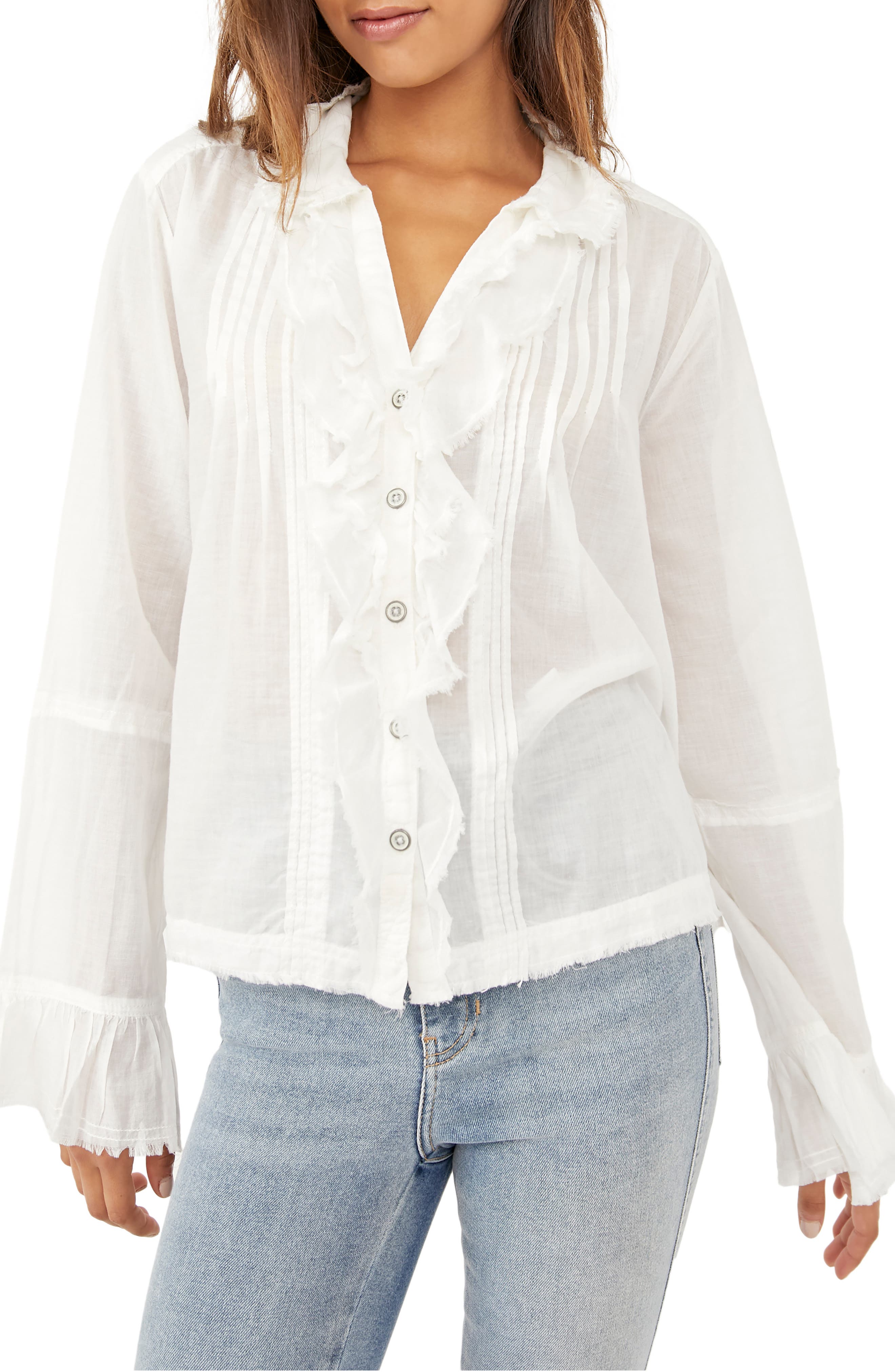 Free People Savannah Ruffle Button-Up 