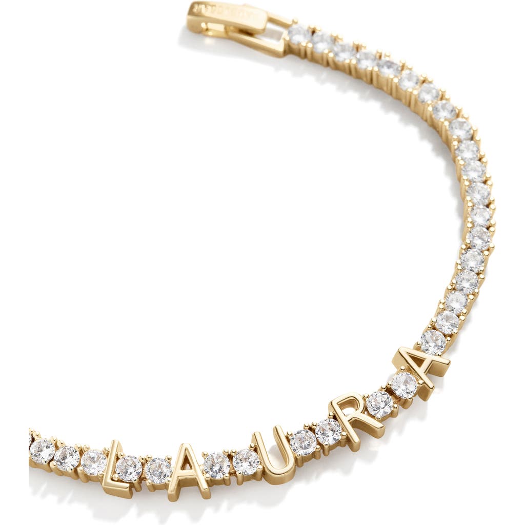 Baublebar Personalized Cubic Zirconia Tennis Bracelet In Clear/yellow Gold