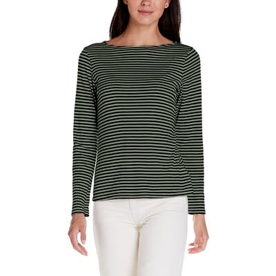 Michael Stars Kailee Stripe Boatneck Tee, Size One Size - Black