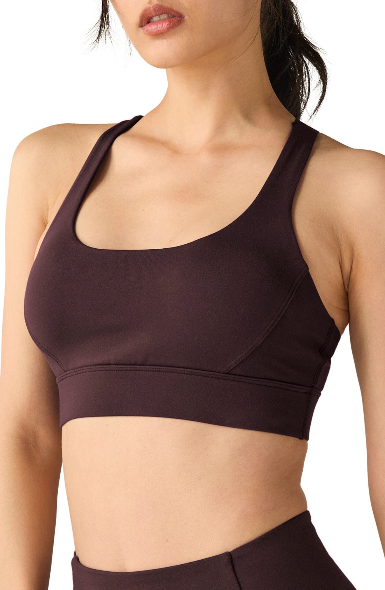 Beyond Yoga Powerbeyond Upsurge Sports Bra in Rich Plum 