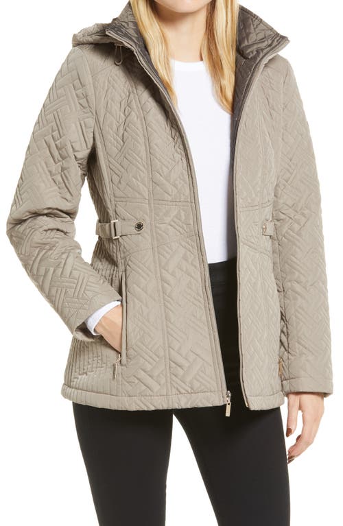 Gallery Quilted Jacket with Removable Hood in Mushroom