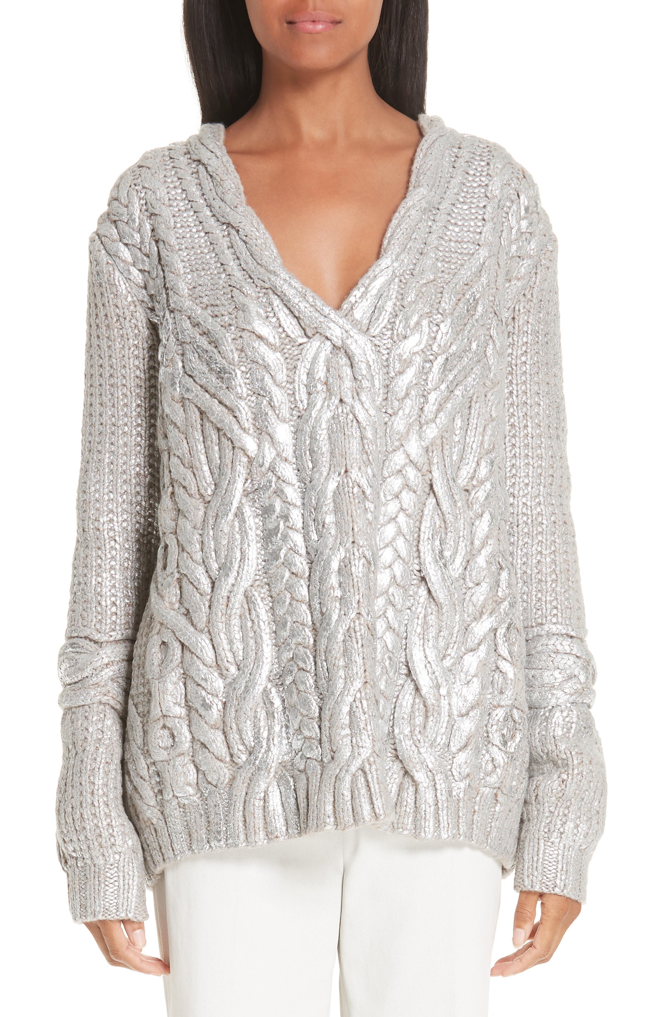 Partow Hand Painted Cable Knit Lambswool & Cashmere Sweater