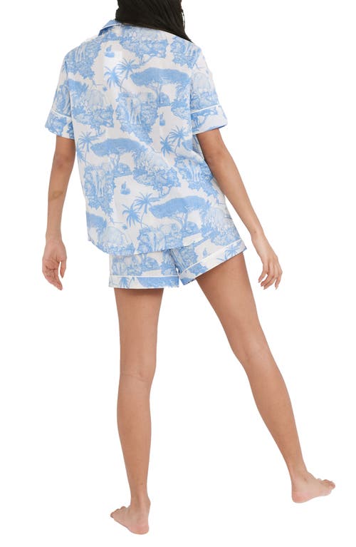 Shop Desmond & Dempsey Print Cotton Short Pajamas In Loxodonta Blue