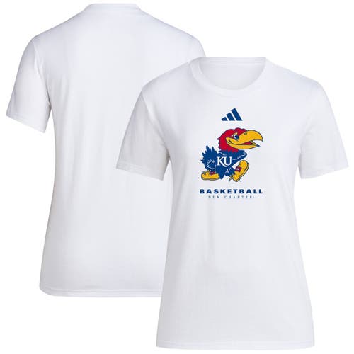 Women's adidas White Kansas Jayhawks Bench T-Shirt
