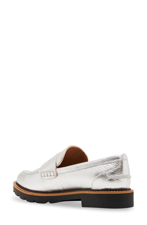 Shop Blondo Waterproof Penny Loafer In Silver Leather