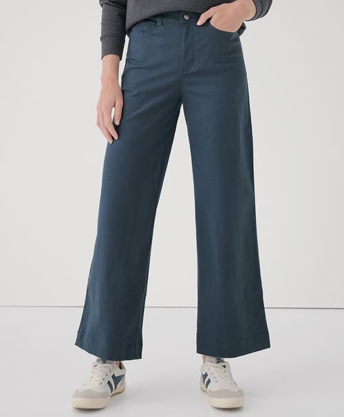 Shop Pact Organic Stretch Twill Denim Wide Leg Pant In Slate Blue