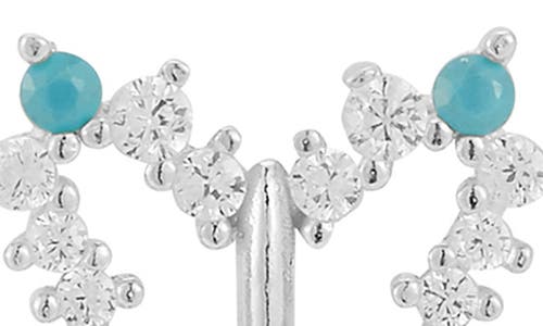 Sphera Milano Silver Synthetic Turquoise Cz Butterfly Earrings In Silver