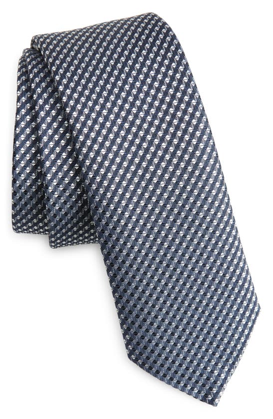 Shop Hugo Boss Boss Geometric Silk Blend Tie In Dark Blue