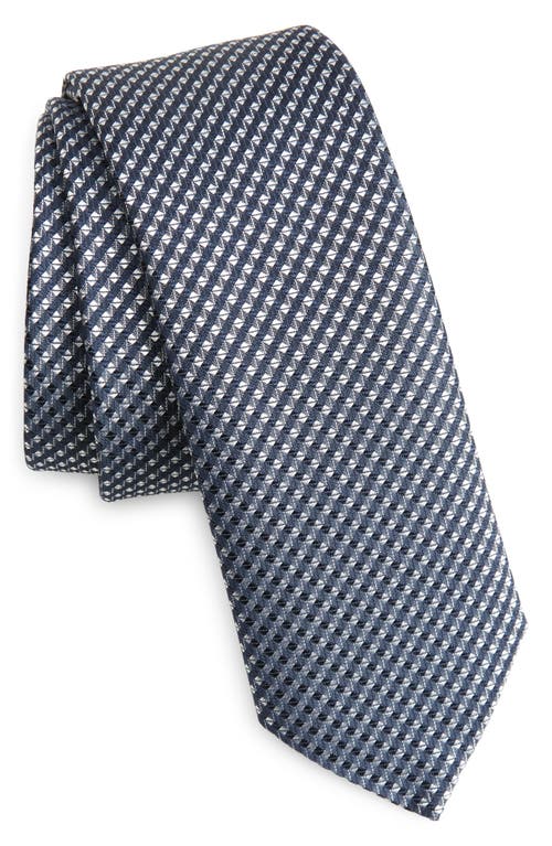 Geometric Silk Blend Tie in Dark Blue