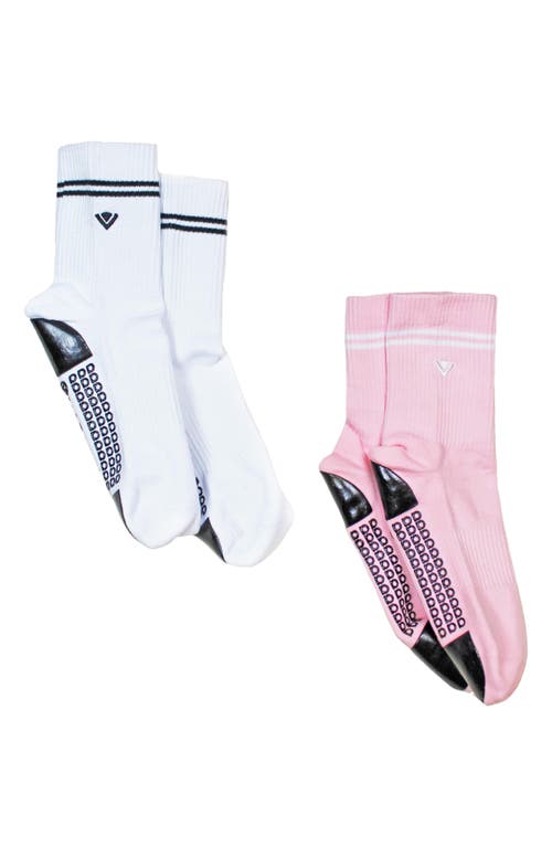 Assorted 2-Pack Grip Crew Socks in Small