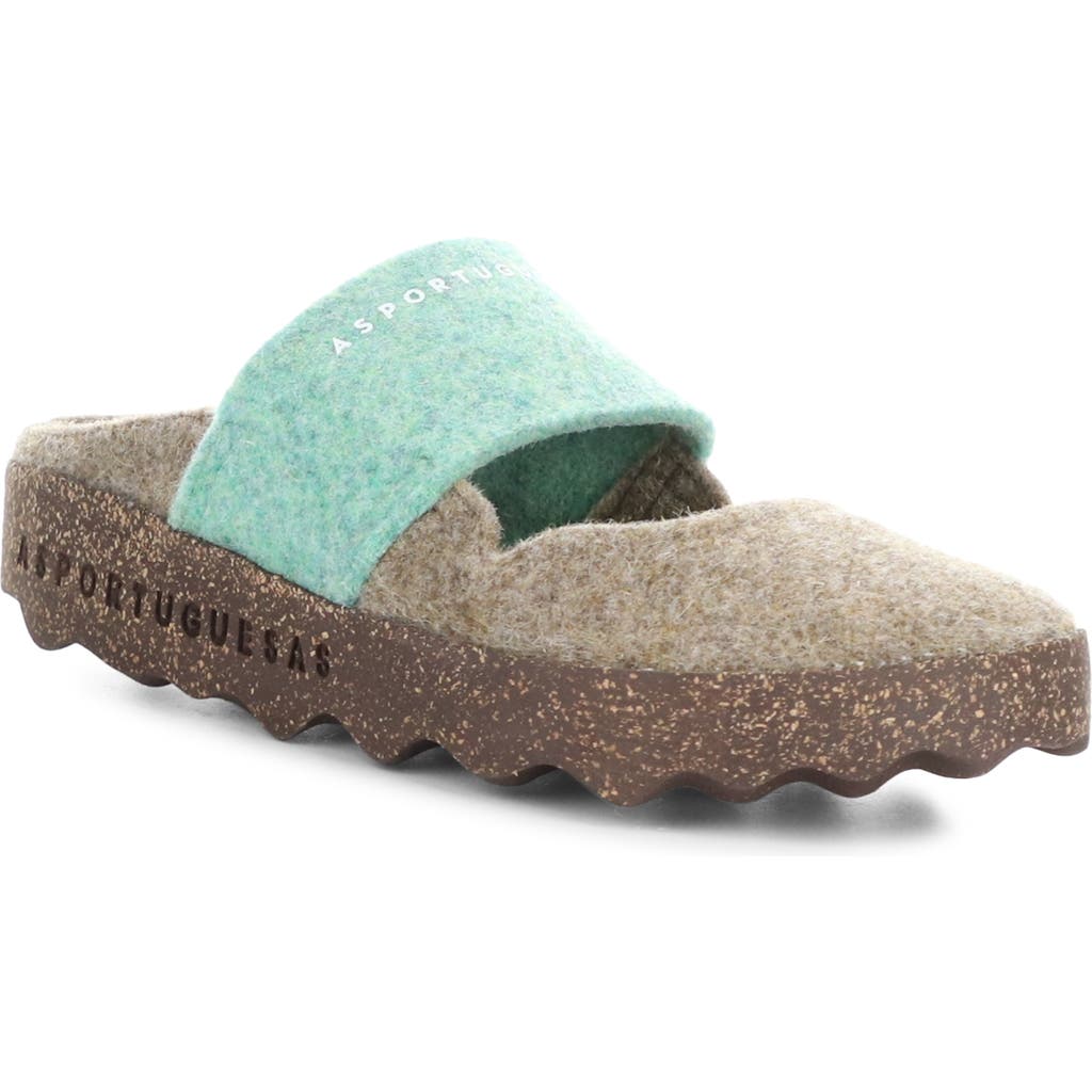 Asportuguesas By Fly London Canu Mule In Taupe/green Felt