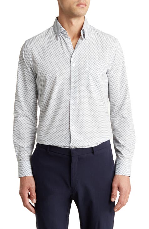 Trim Fit Minifoulard Long Sleeve Button-Up Shirt