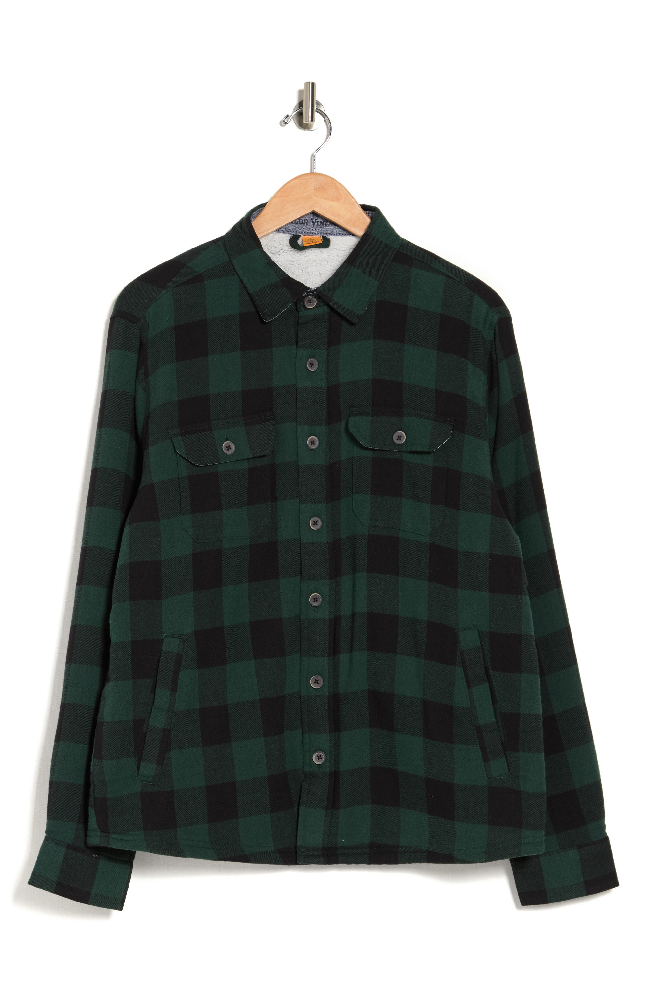 Tailor Vintage Sherpa Lined Flannel Shirt Jacket In Scarab/ Black