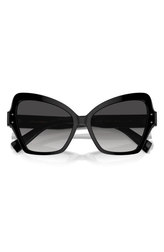 Shop Dolce & Gabbana 56mm Butterfly Polarized Sunglasses In Black