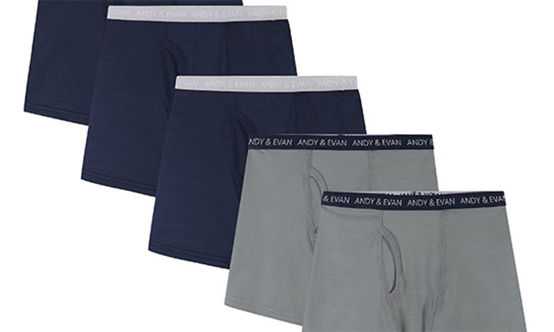 Shop Andy & Evan Kids' Assorted 5-pack Boxer Briefs In Navy/ Grey