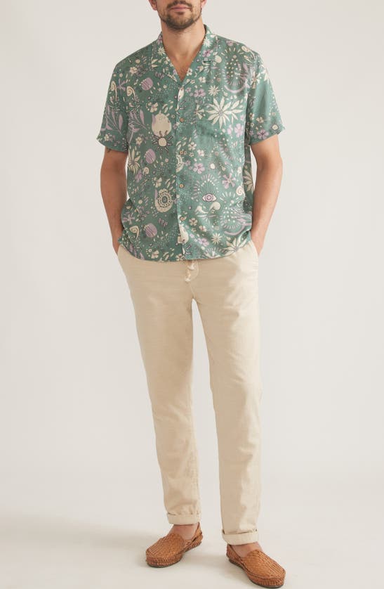 Shop Marine Layer Print Button-up Camp Shirt In Green Floral