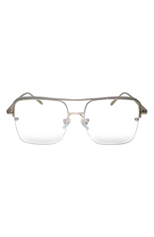 Fifth & Ninth Sunday 58mm Aviator Blue Light Blocking Glasses in Silver/Clear at Nordstrom