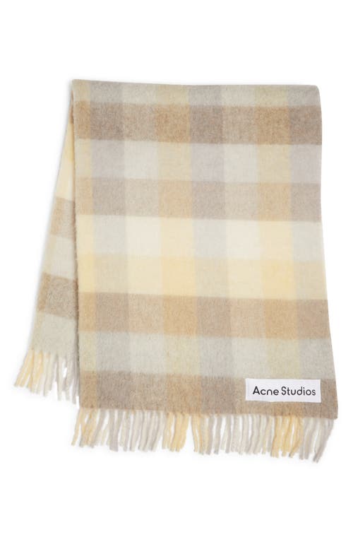 Acne Studios Vally Alpaca & Wool Blend Blanket Wrap in Pale Yellow/Beige/Grey