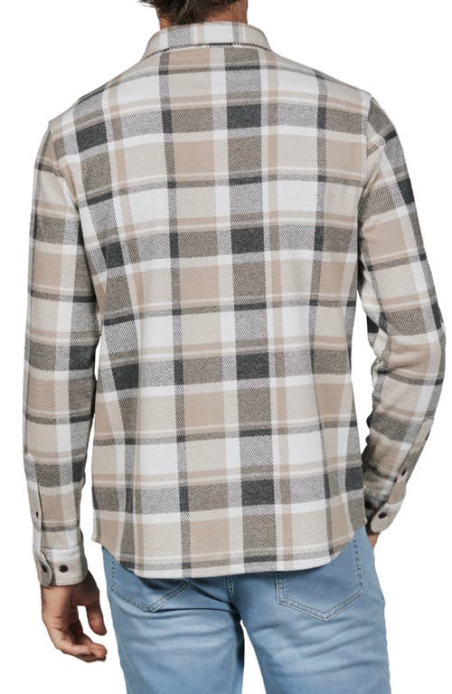 7 Diamonds Generation Plaid Stretch Flannel Button-up Overshirt In Tan