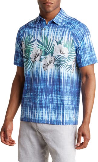 Men's Tropic Tech Printed Short-sleeved Shirt | Bourbon | Size Medium | Polyester/Recycled Materials | Orvis