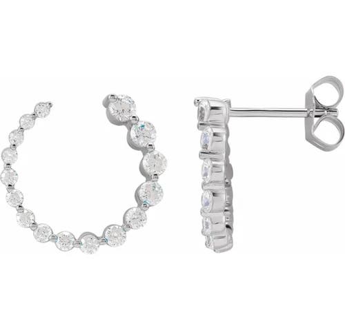Bliss Diamond Fvs 1ct Lab Grown Graduated Diamond Circle Studs Earrings 14k White Gold 15mm In 14k White Gold