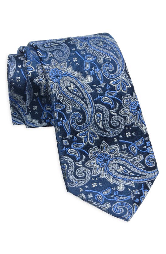 Duchamp Paisley Silk Tie In Blue