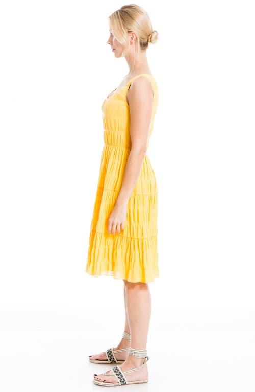 Shop Max Studio London Texture Tiered Stretch Cotton Dress In Sunshine-sunshine