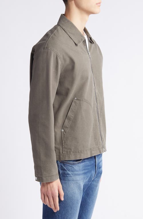 Frame Garment Washed Trucker Olive Green Cotton In Olive Green