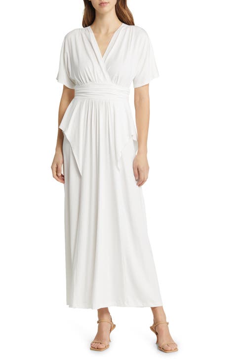Triana White Dress - Scoop Neck Maxi Dress