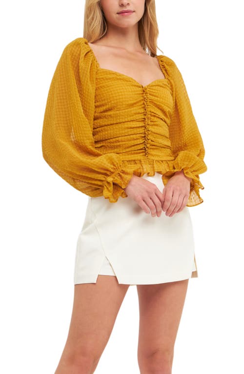 Endless Rose Ruched Chiffon Top In Yellow