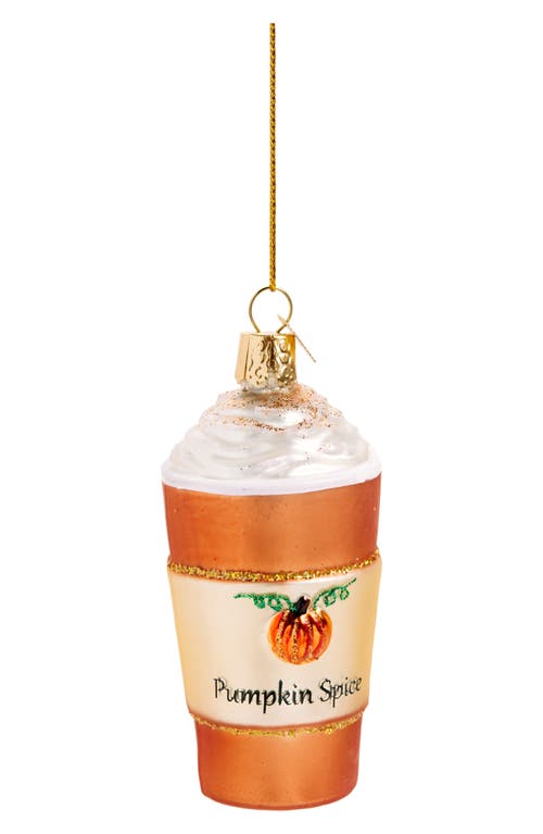 Old World Christmas Pumpkin Spice Latte Glass Ornament in Orange/Gold/White 